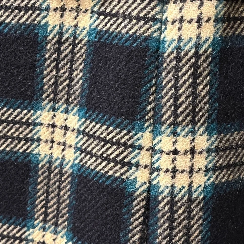 Artis Navy and Cream Plaid Pea Coat - Picture 3 of 5